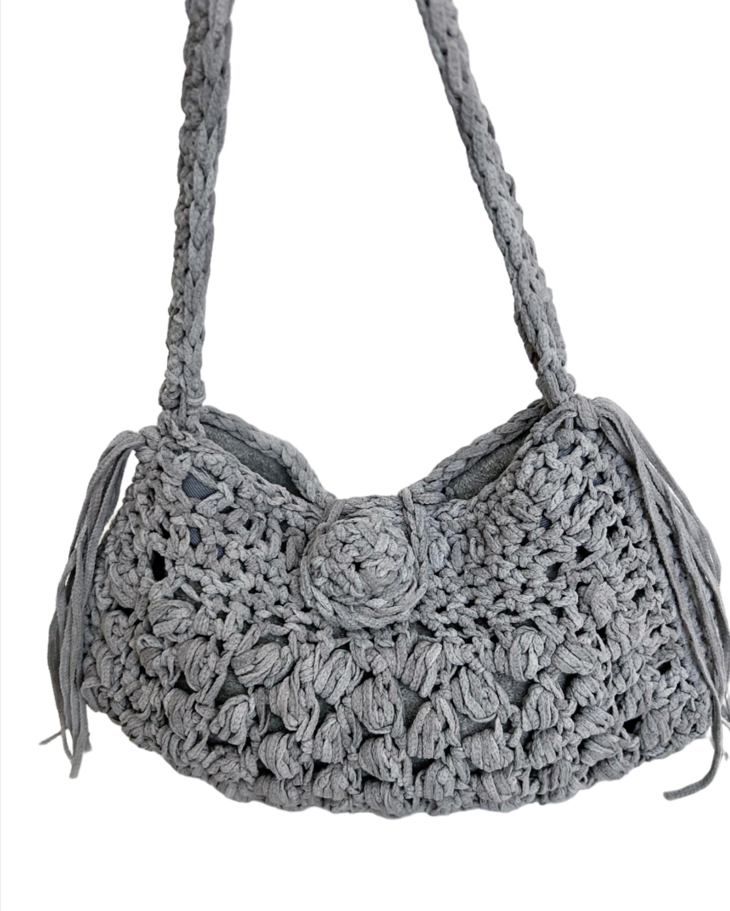 Gray Suede Handbag