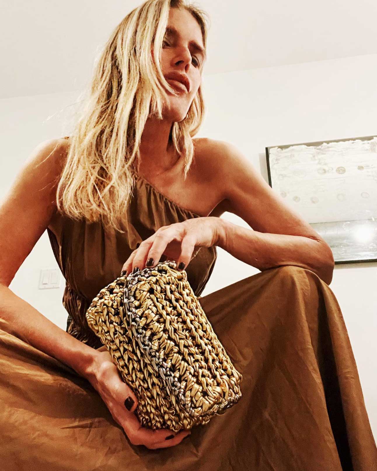 Gold Clutch with Shoulder Strap